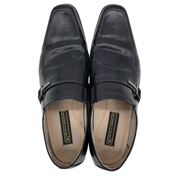 4/$25 -Stacy Adams Size 11 Men's Black Leather Square Toe Slip On Loafers - Picture 2 of 6